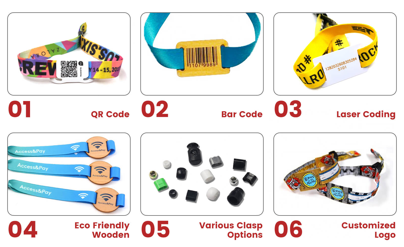 Printed RFID Fabric Wooden Wristbands 