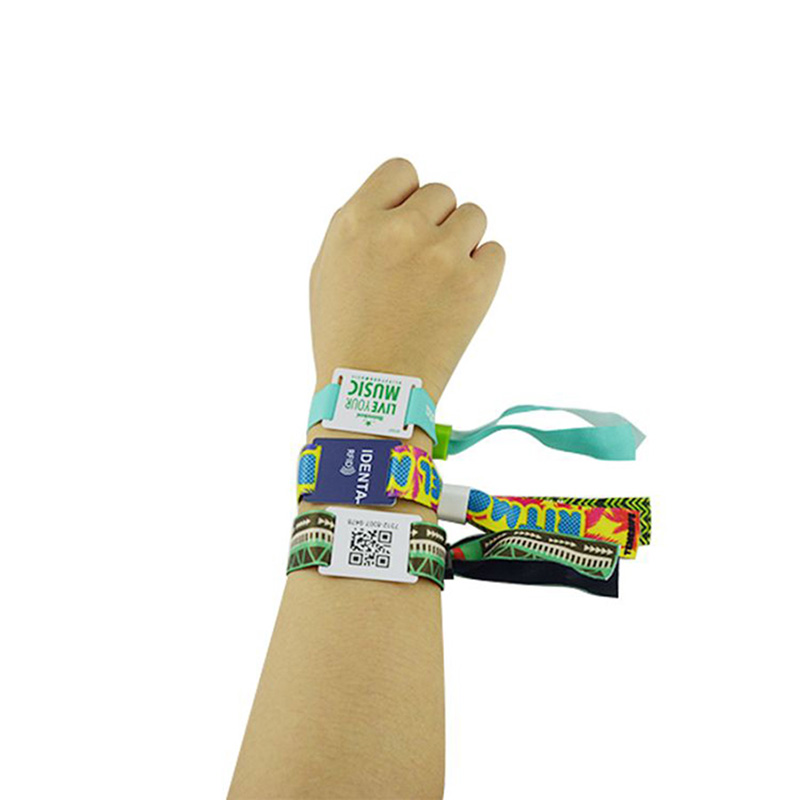 Großhandelsfestival passives NFC-Gewebe-Armband-kundenspezifisches bedruckbares gewebtes NTAG215-Armband
