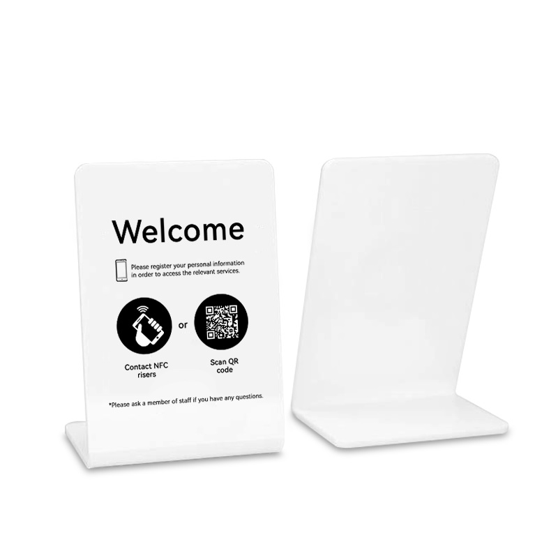 Benutzerdefinierter 13,56-MHz-wasserdichter Acryl-Kunststoff-QR-Code NFC-Menüständer